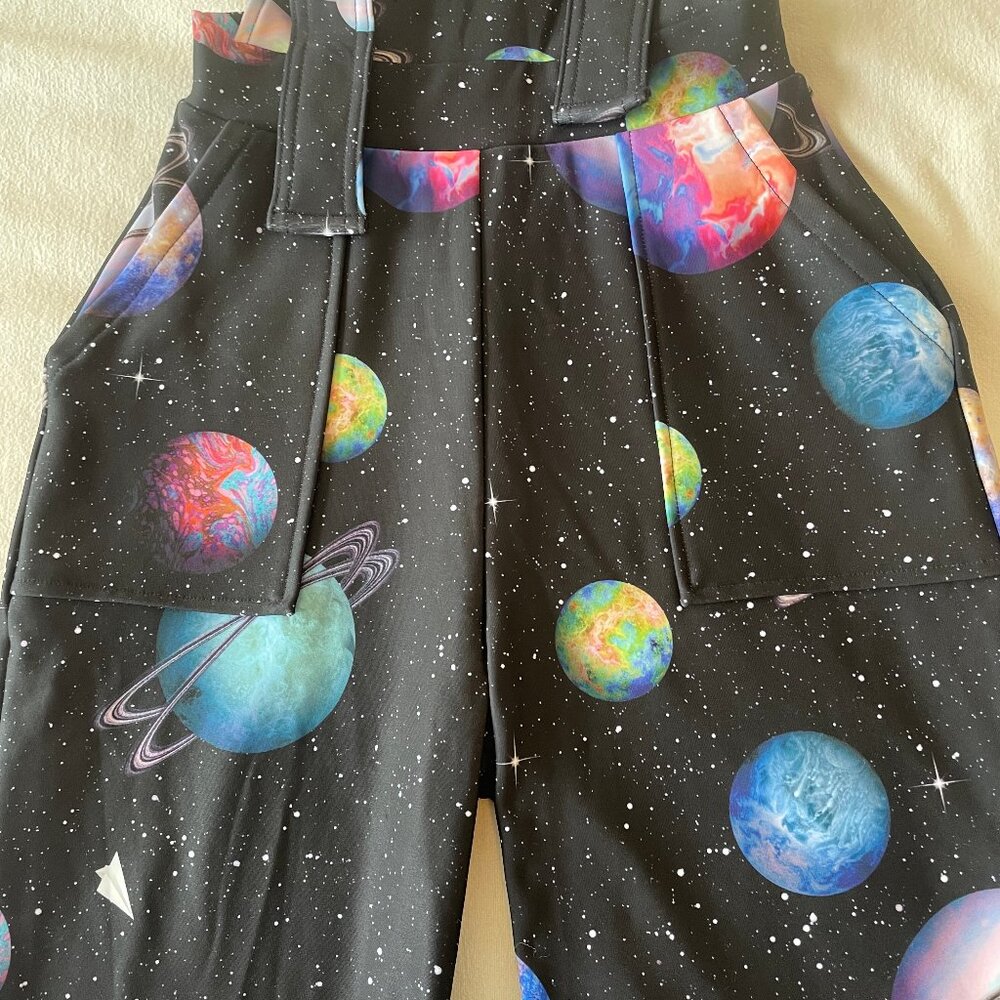 Blackmilk paper plane Galaxy stretch overalls size XXS